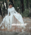 Long Sleeve Wedding Dress with Detachable Satin Skirt, Tulle A-Line Wedding Dress, KX1126