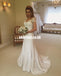 Short Sleeve Elegant Lace A-Line Wedding Dresses with Detachable Satin Skirt, KX1347