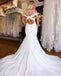 Off Shoulder Charming Mermaid Backless Satin Chiffon Beach Wedding Dresses, FC5997